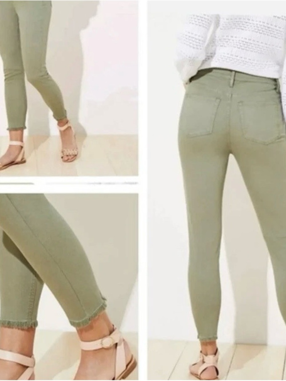 LOFT Olive Green Ankle Crop Skinny Jeans